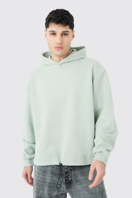 Kastiger Oversize Hoodie aus Wildleder-Imitat