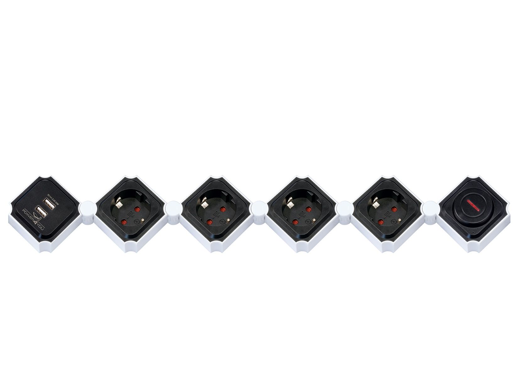Schwaiger schwarze flexible Steckdosenleiste mit USB