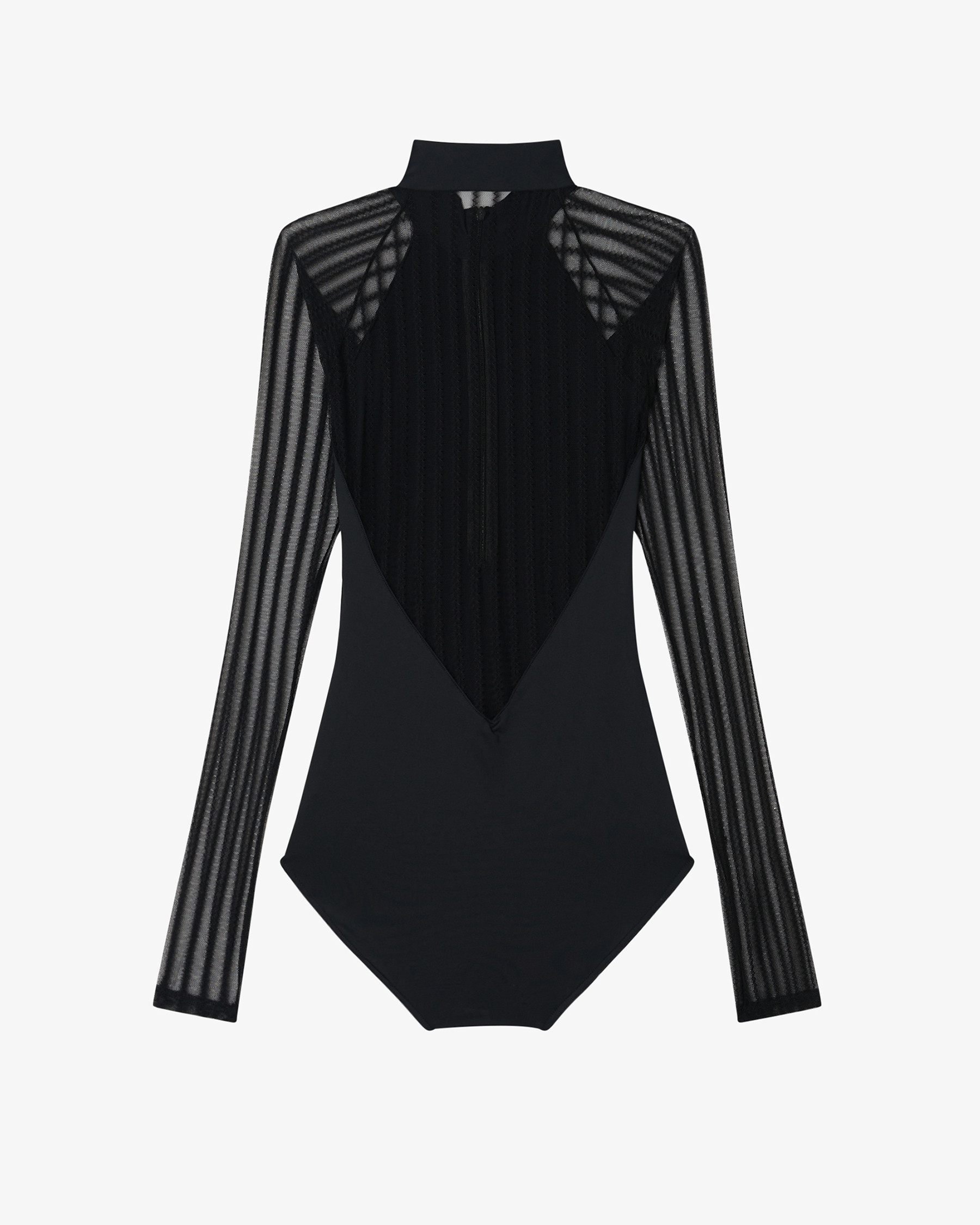 Fishnet officer collar leotard