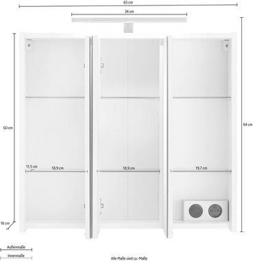 INOSIGN Spiegelschrank List Breite 65 cm