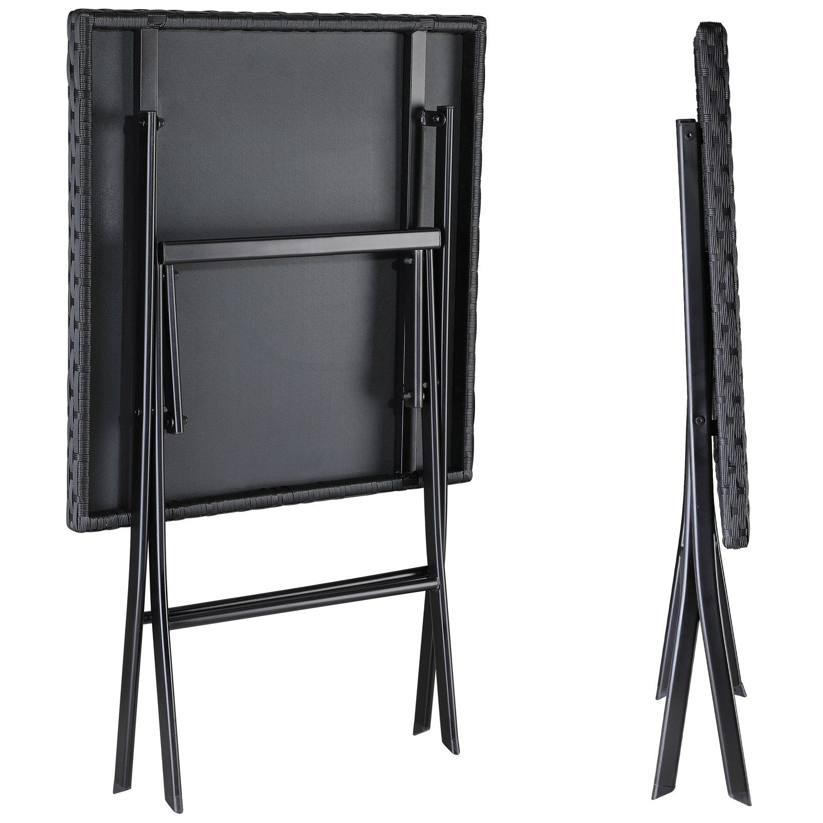 Casaria Klapptisch Rom (1-St), Polyrattan 63x63cm Platzsparend Klappbar Tragbar 60kg Belastbarkeit