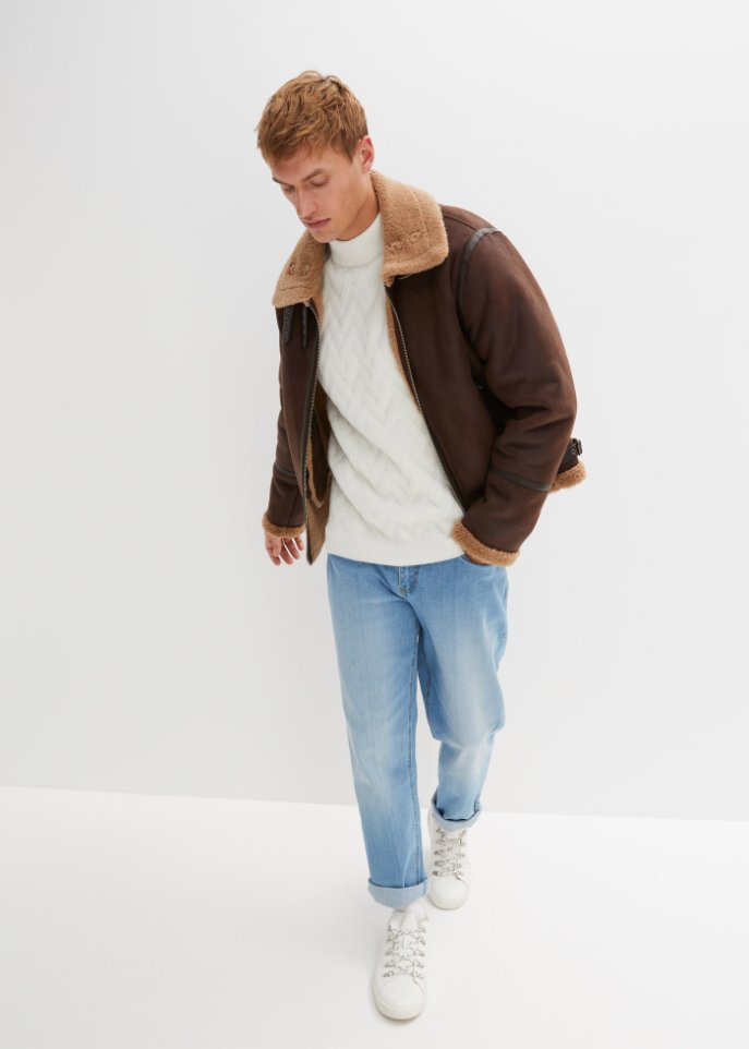 Stehkragenpullover mit Struktur
