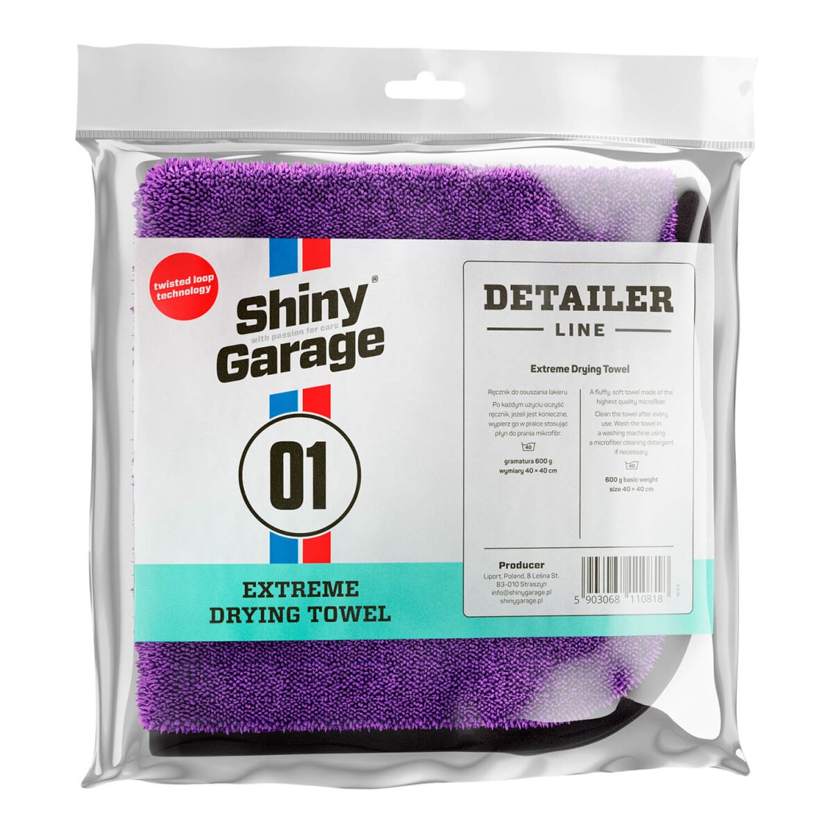 Shiny Garage Extreme Drying Towel XS V2.0 600GSM 40×40