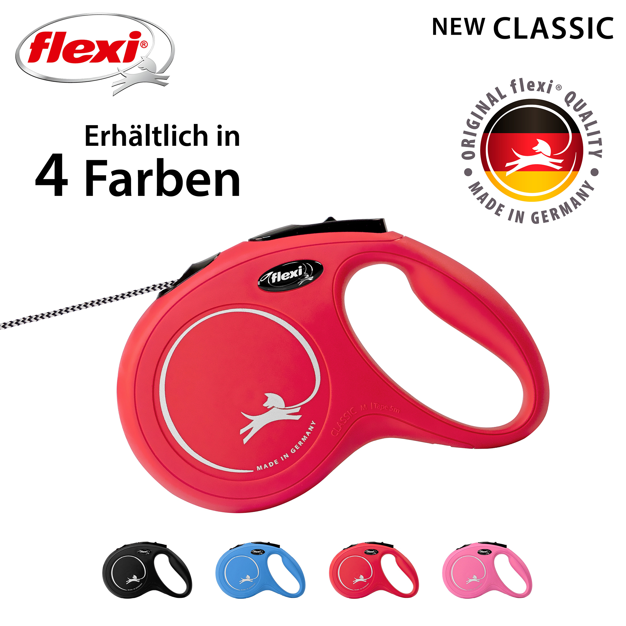 Flexi Hundeleinen Flexi New Classic Seil rot M, 5 m, 20 kg