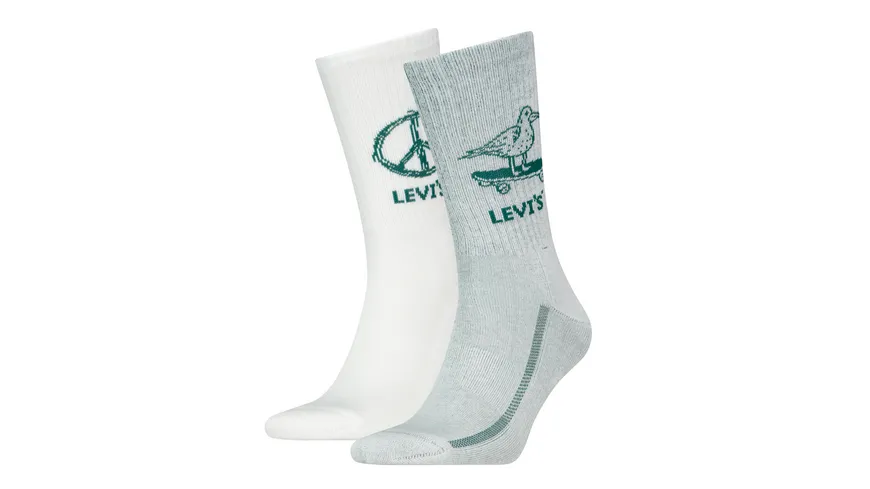 Levis Unisex Sportsocken Regular Cut Graphic 2er Pack grün, weiß