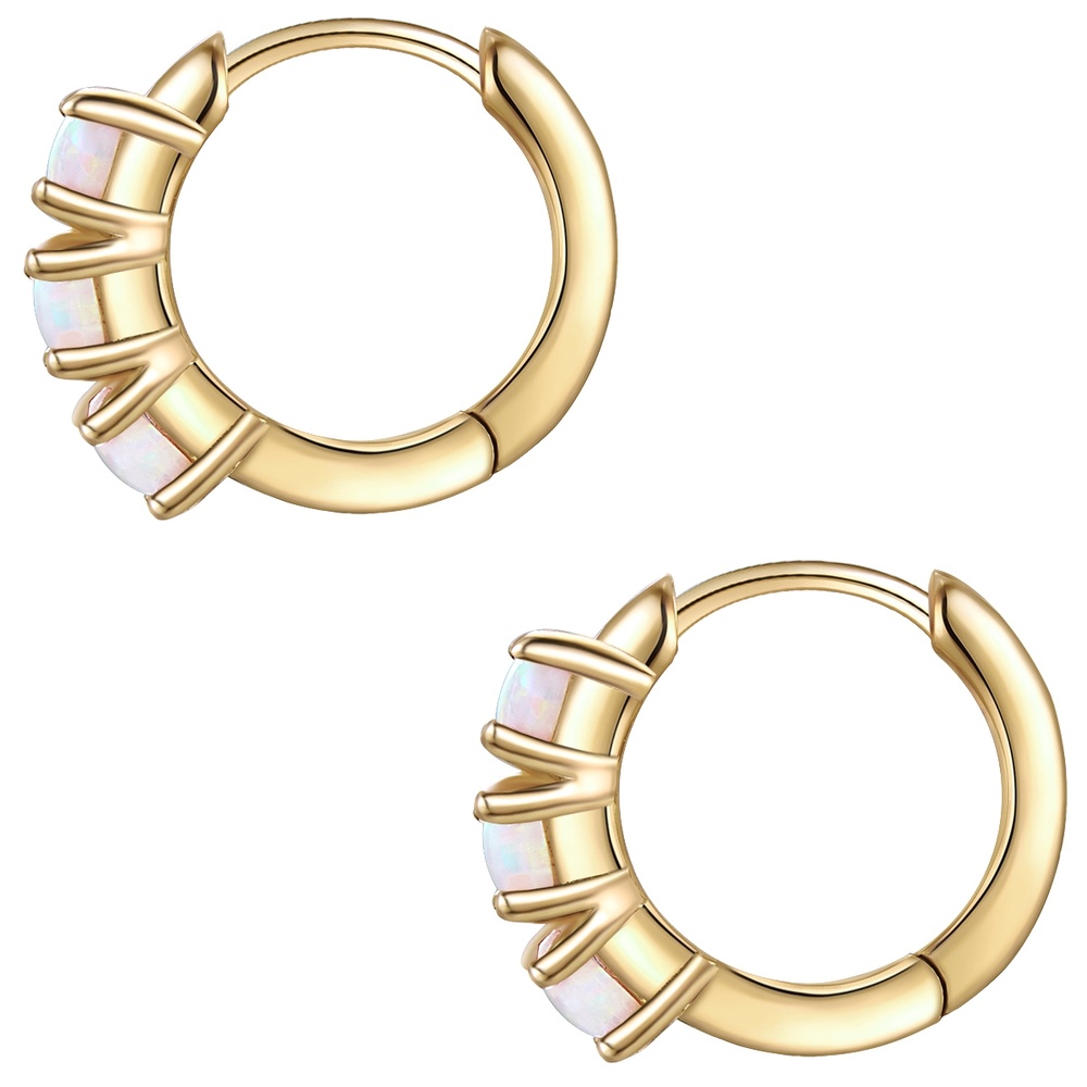 Glanzstücke München Créoles en argent Argent sterling Opale (synth.) en Or jaune Boucles d'oreilles