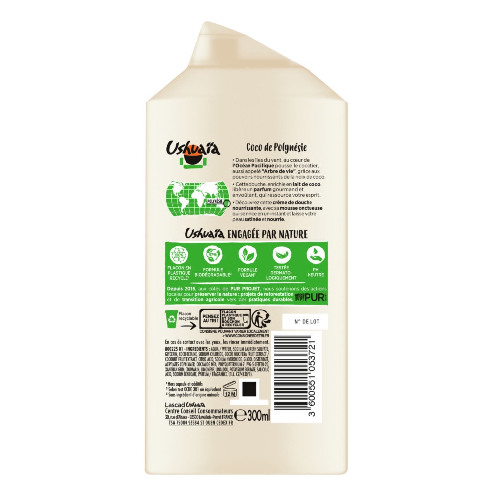 ushuaïa Ushuaia Crème douche Coco 300ml Crème Douche Coco