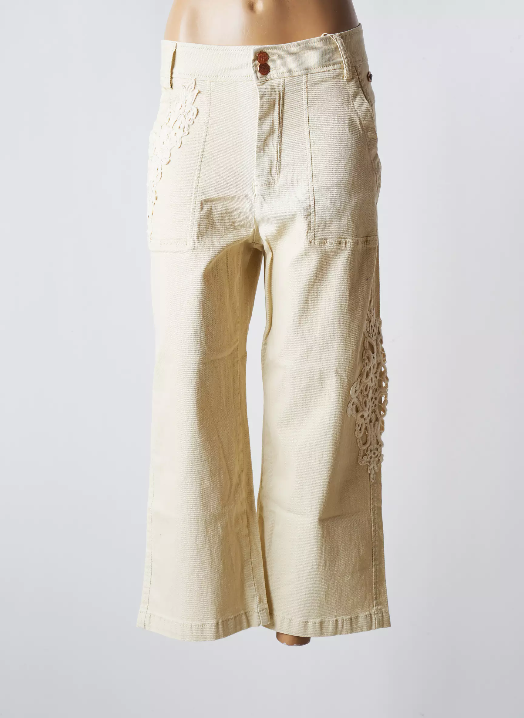 Nekane Pantalon7 8 Femme couleur beige