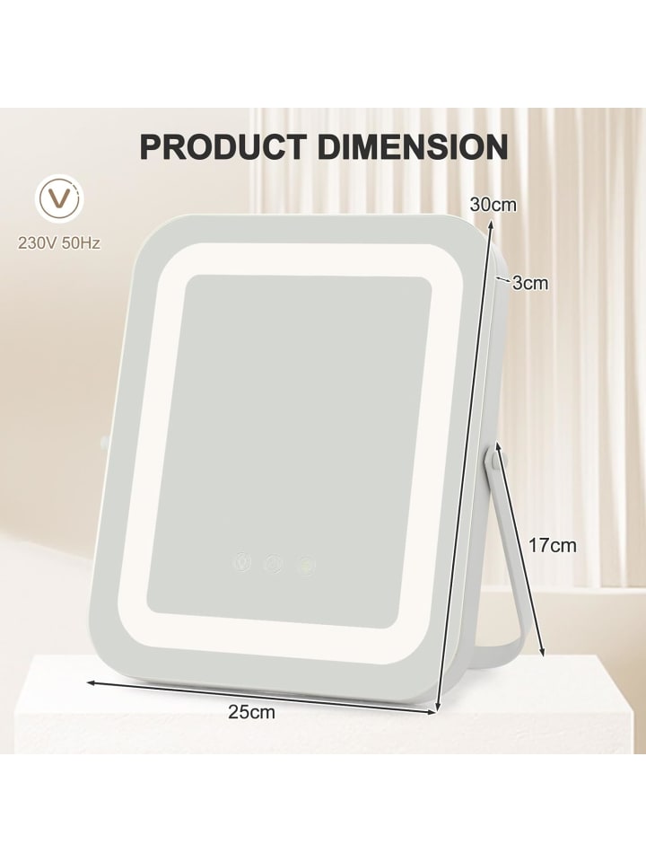 COSTWAY Kosmetikspiegel mit Beleuchtung in Silber günstig kaufen onesize