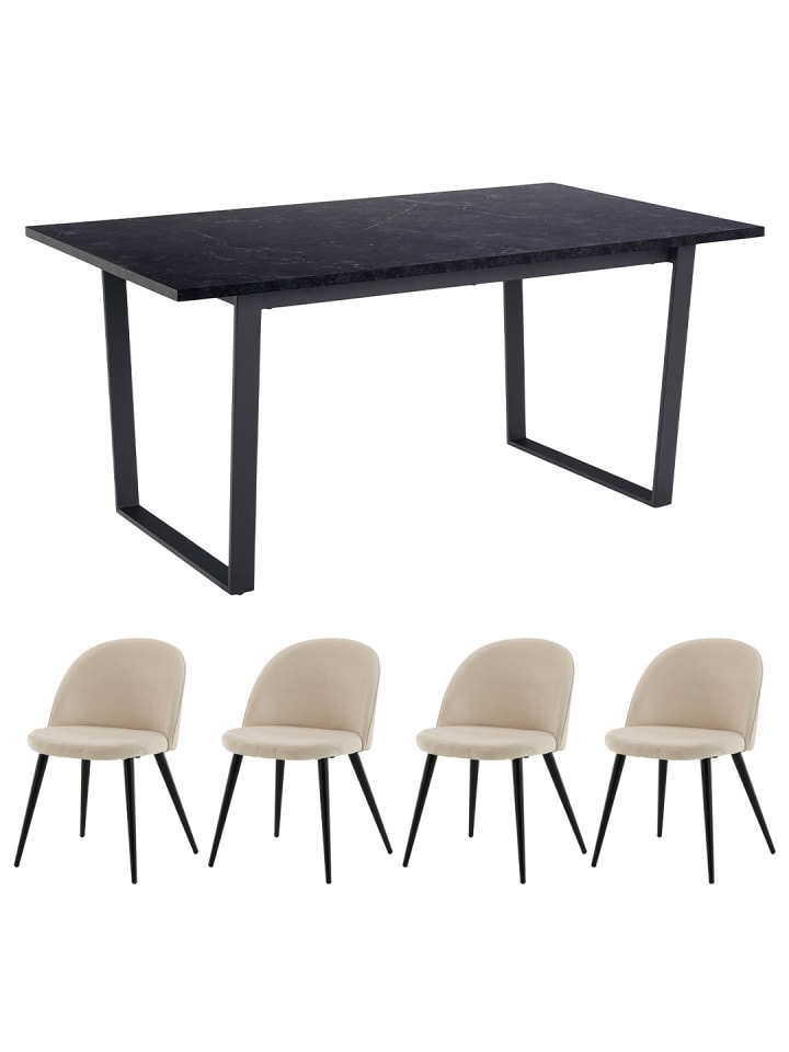 ebuy24 Essgruppe Tilst (5-teilig) Beige 160 x 90 cm günstig kaufen onesize