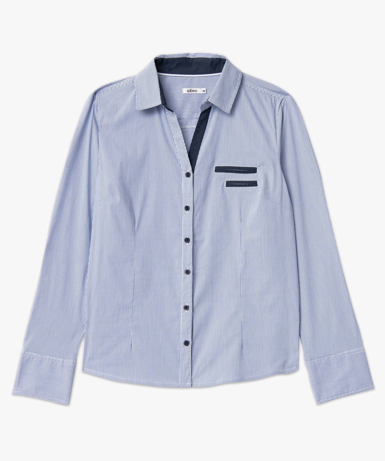 Chemise femme rayée coupe ajustée en coton stretch raye | GEMO