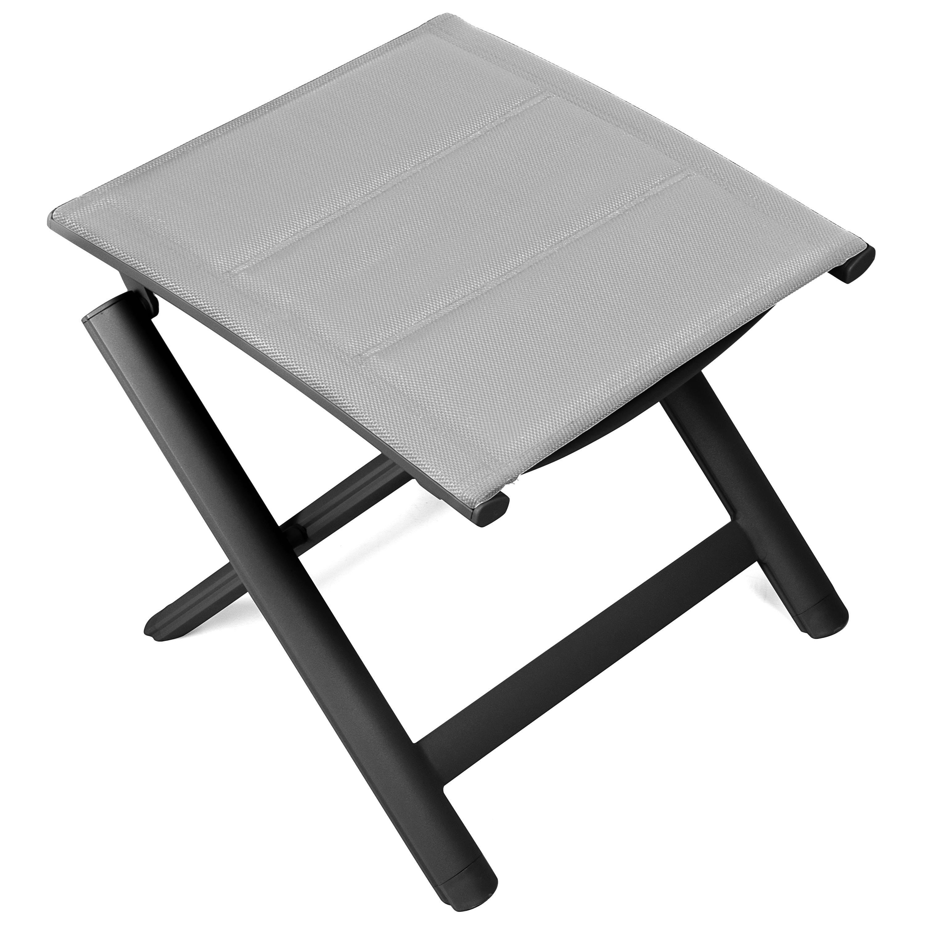 VANAGE Fußhocker VG-3384, gepolsterter Hocker in grau - klappbarer Fußhocker - Alu Klapphocker - Sitzhocker - Klappstuhl für Camping, Garten, Terrasse und Balkon geeignet