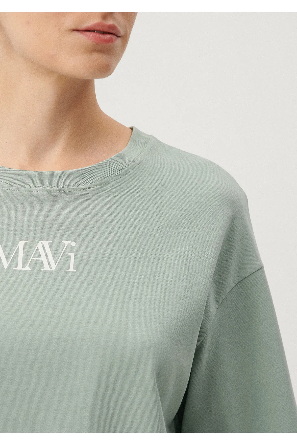 Mavi  Grünes T-Shirt mit Logo-Print, Übergröße/weiter Schnitt1611593-71787