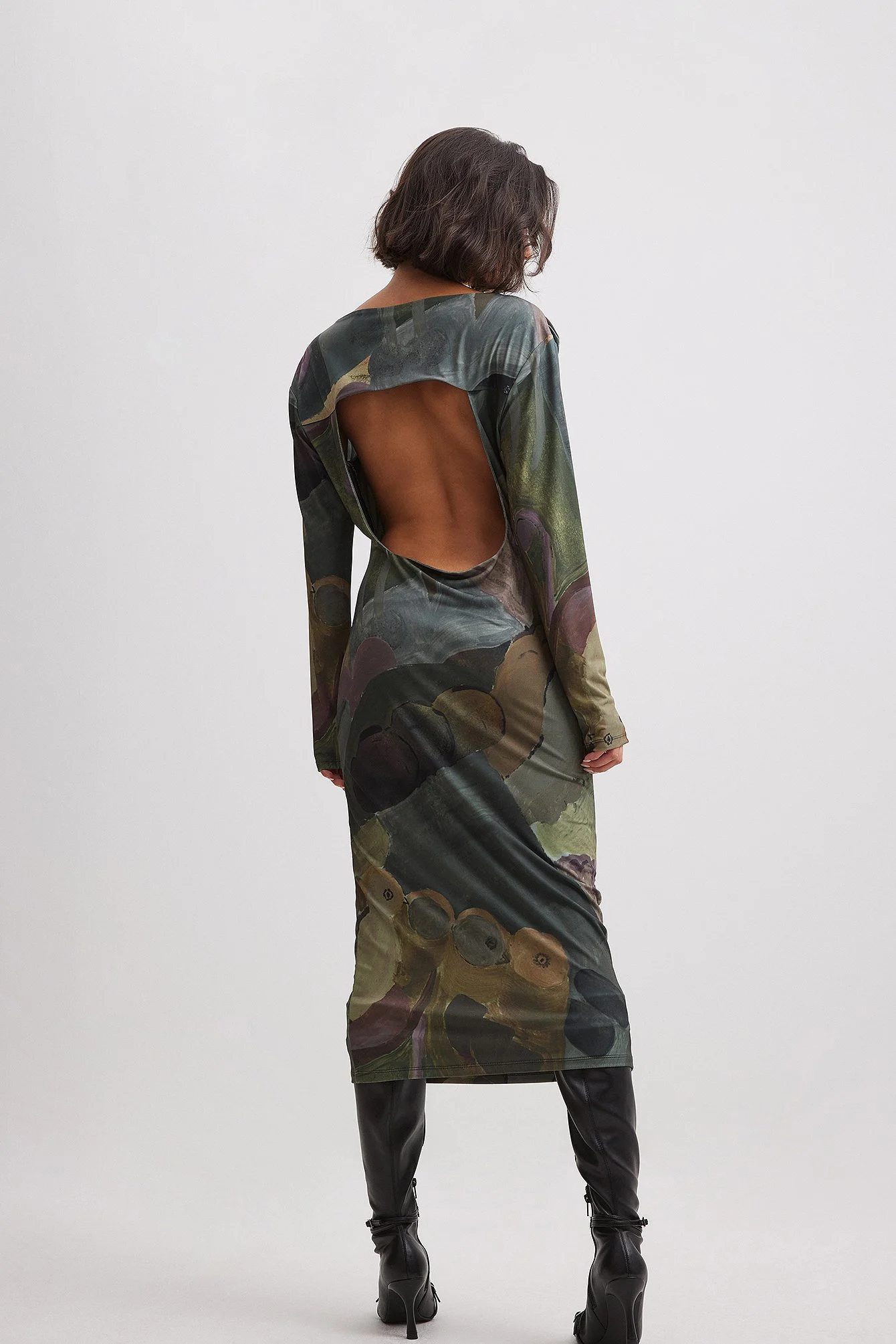 Drapiertes langärmeliges Kleid