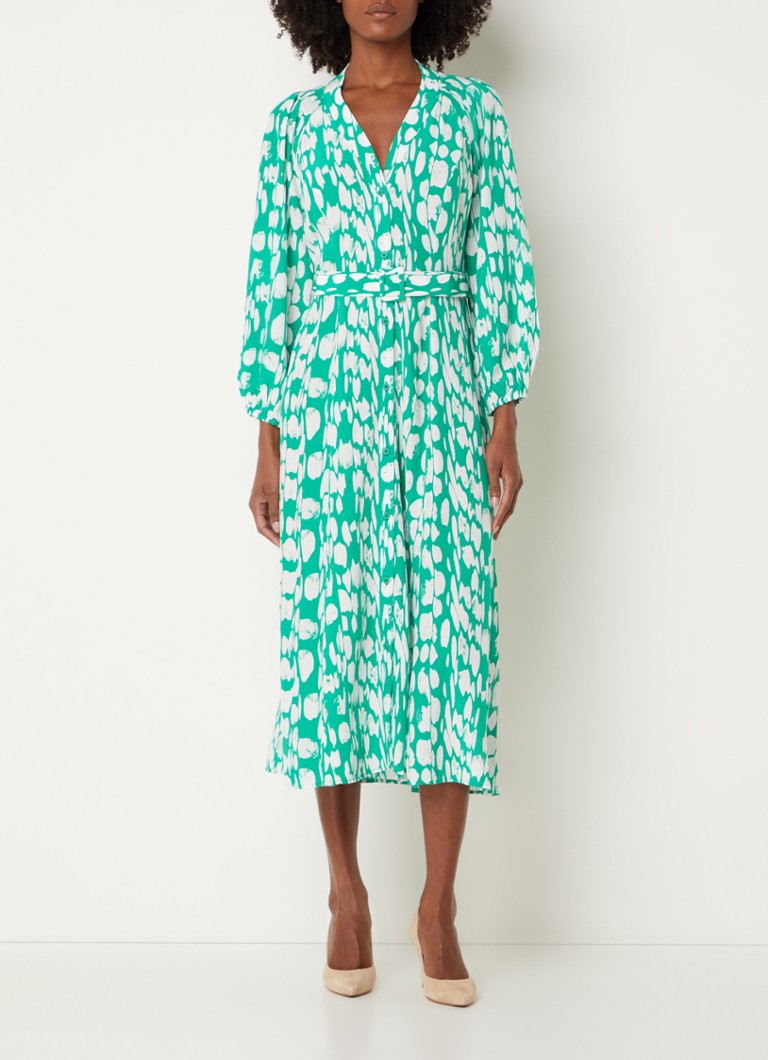 Vestido midi camisa Islanna da French Connection com estampa e cinto de amarrar