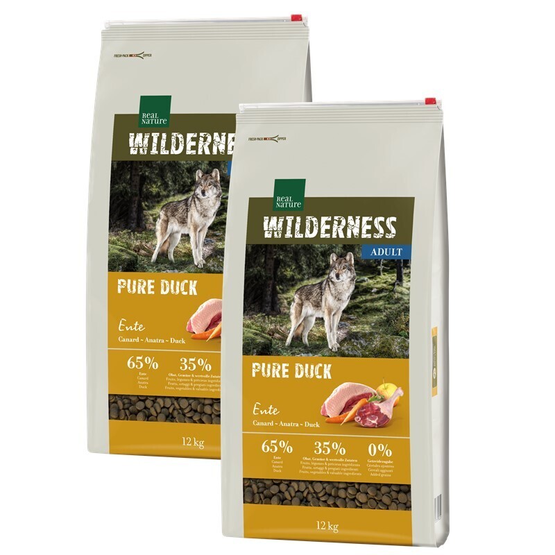 REAL NATURE Hundetrockenfutter REAL NATURE WILDERNESS Adult Pure Duck 2x12 kg