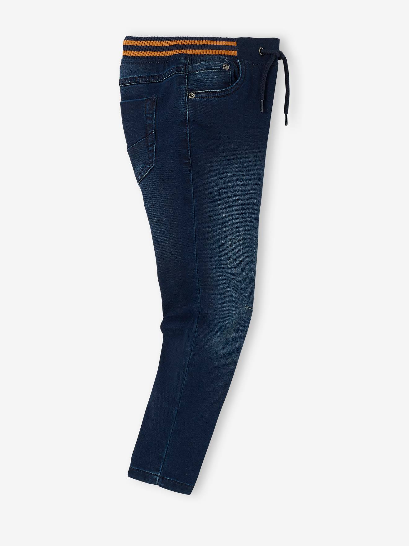 Jean droit en molleton effet denim facile à enfiler garçon double stone