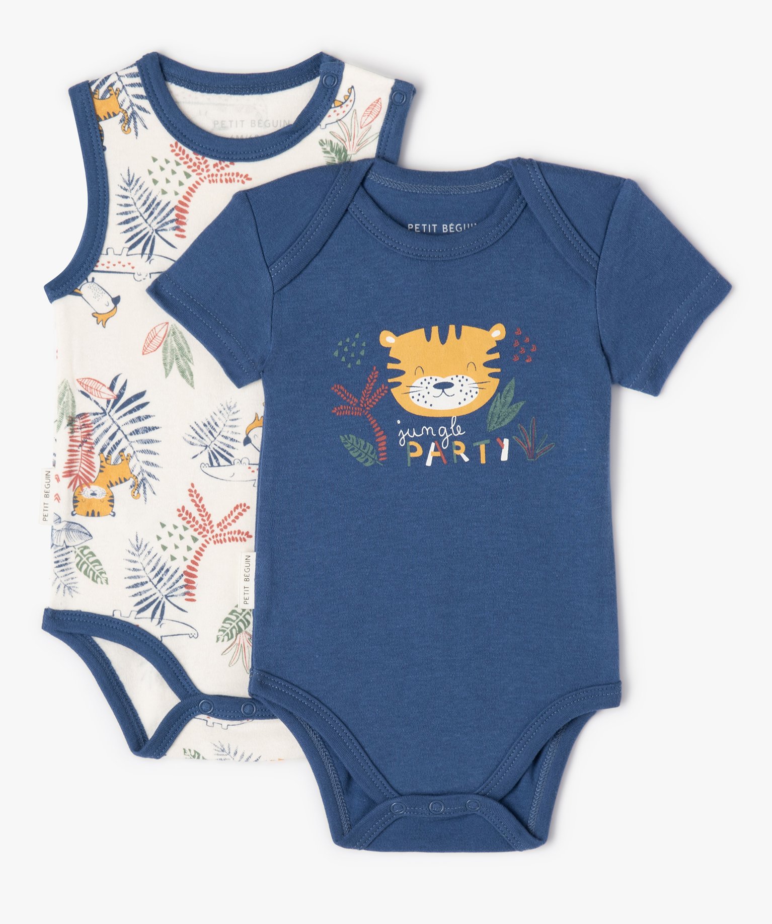 Body bébé motif safari (lot de 2) - Petit Béguin marine | GEMO