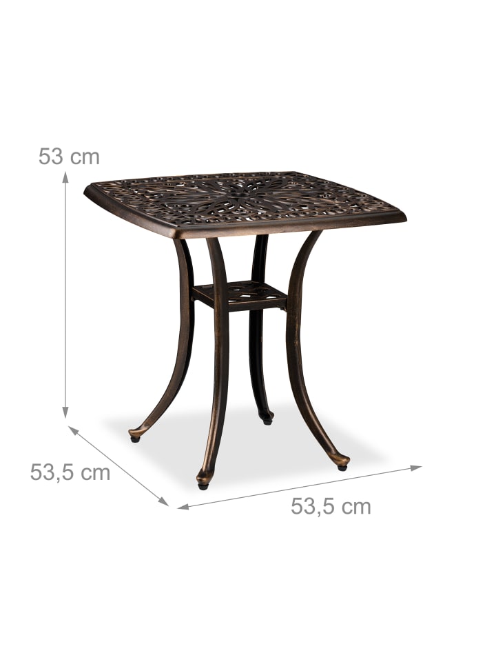 relaxdays Gartentisch in Schwarz/ Bronze - (B)53,5 x (H)53 x (T)53,5 cm günstig kaufen onesize