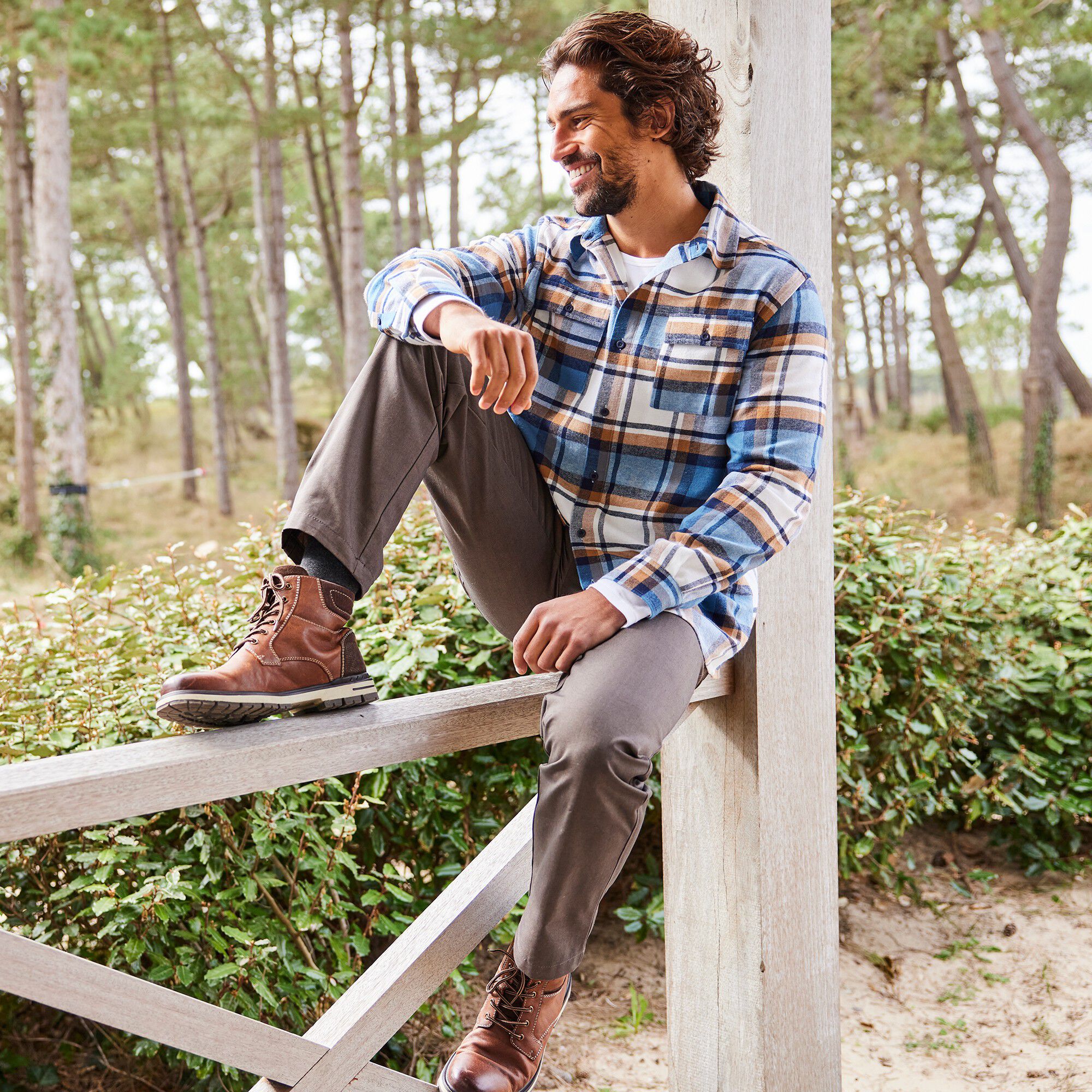 Chemise en flanelle carreaux fils-teints