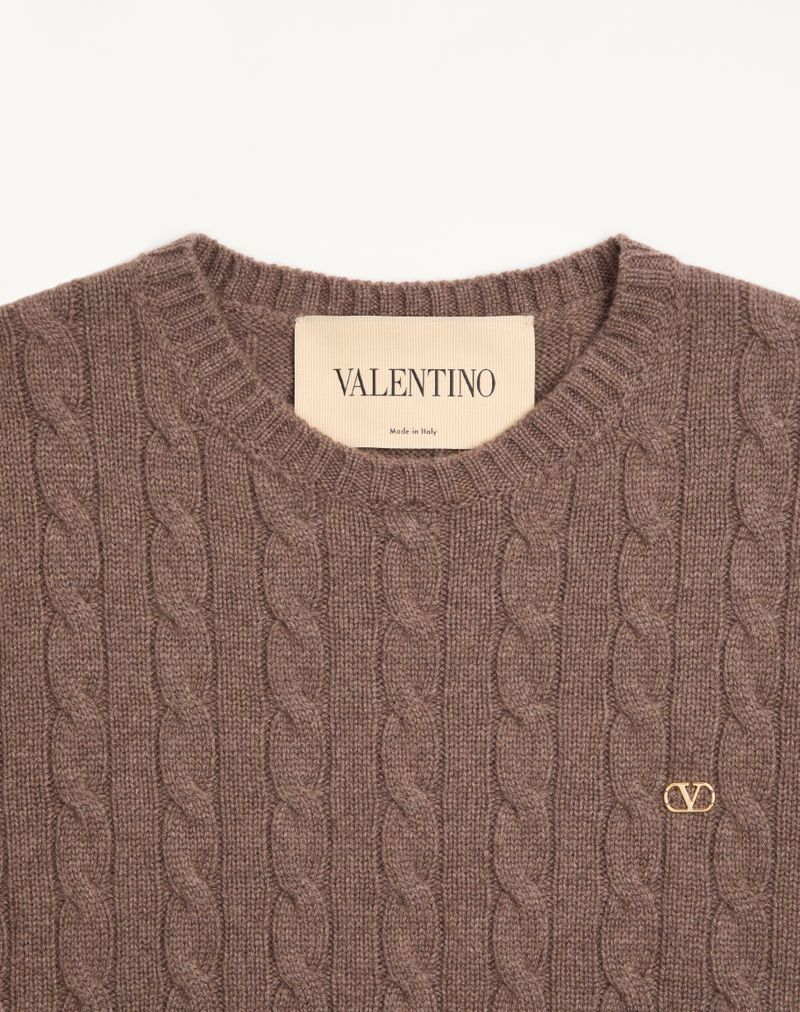 Valentino kasjmier kabeltrui met V-logo