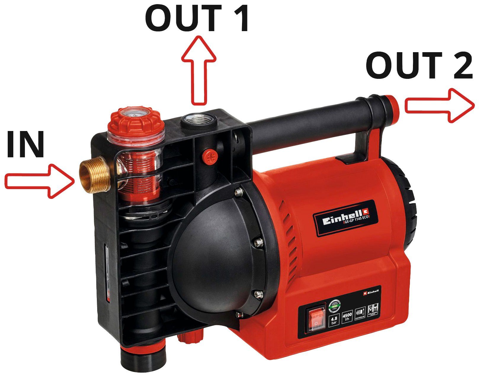 Einhell Gartenpumpe GE-GP 1145 ECO, 4500 l/h max. Fördermenge