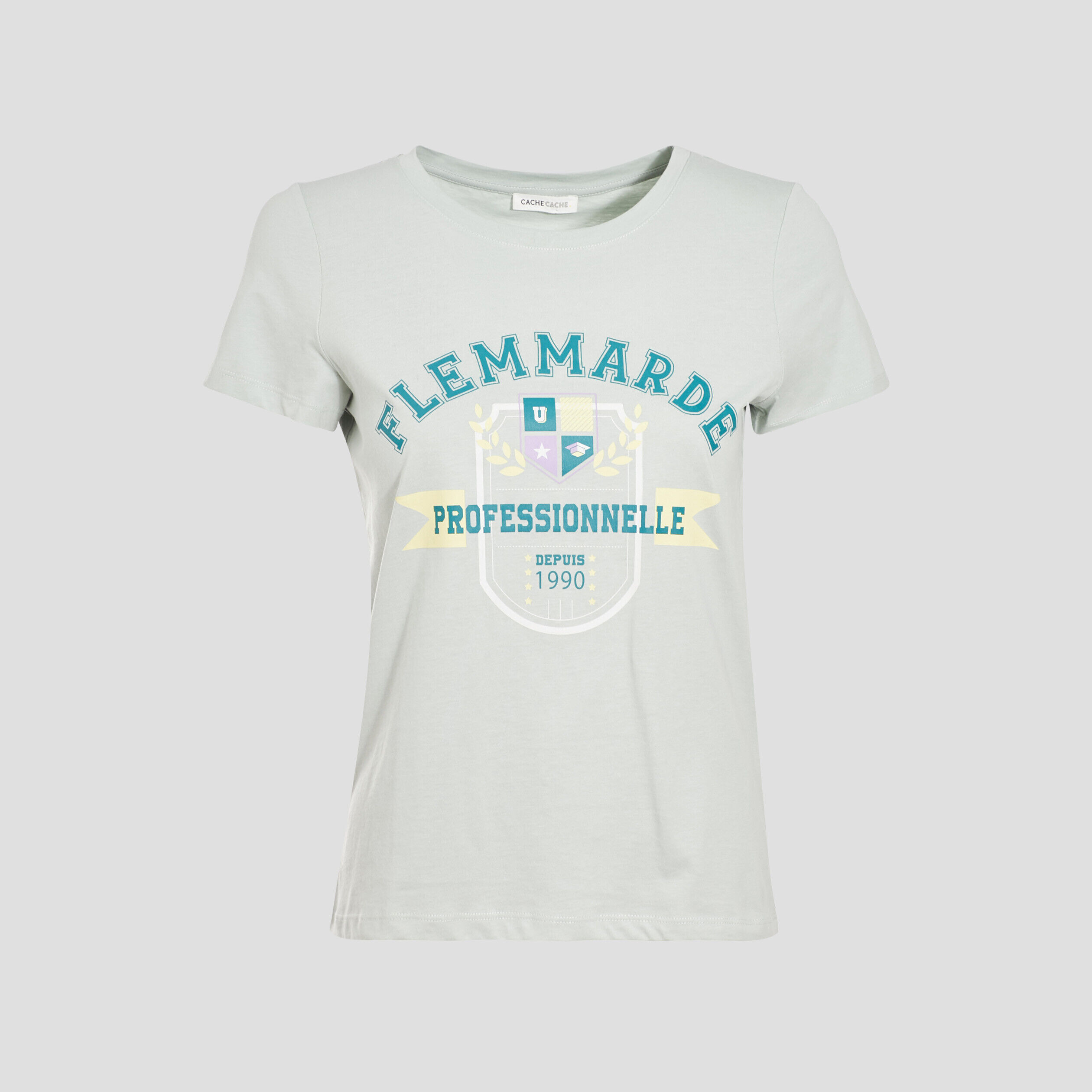 T-shirt manches courtes vert clair femme | Cache Cache