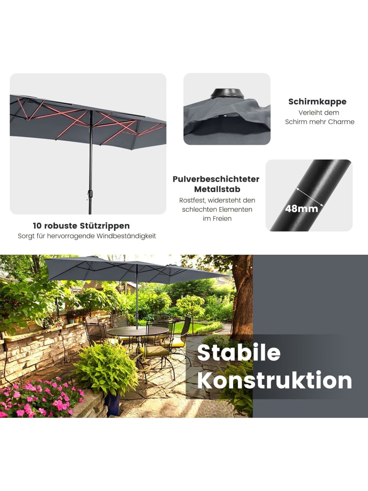 COSTWAY Doppelsonnenschirm 426x265cm in Anthrazit günstig kaufen onesize