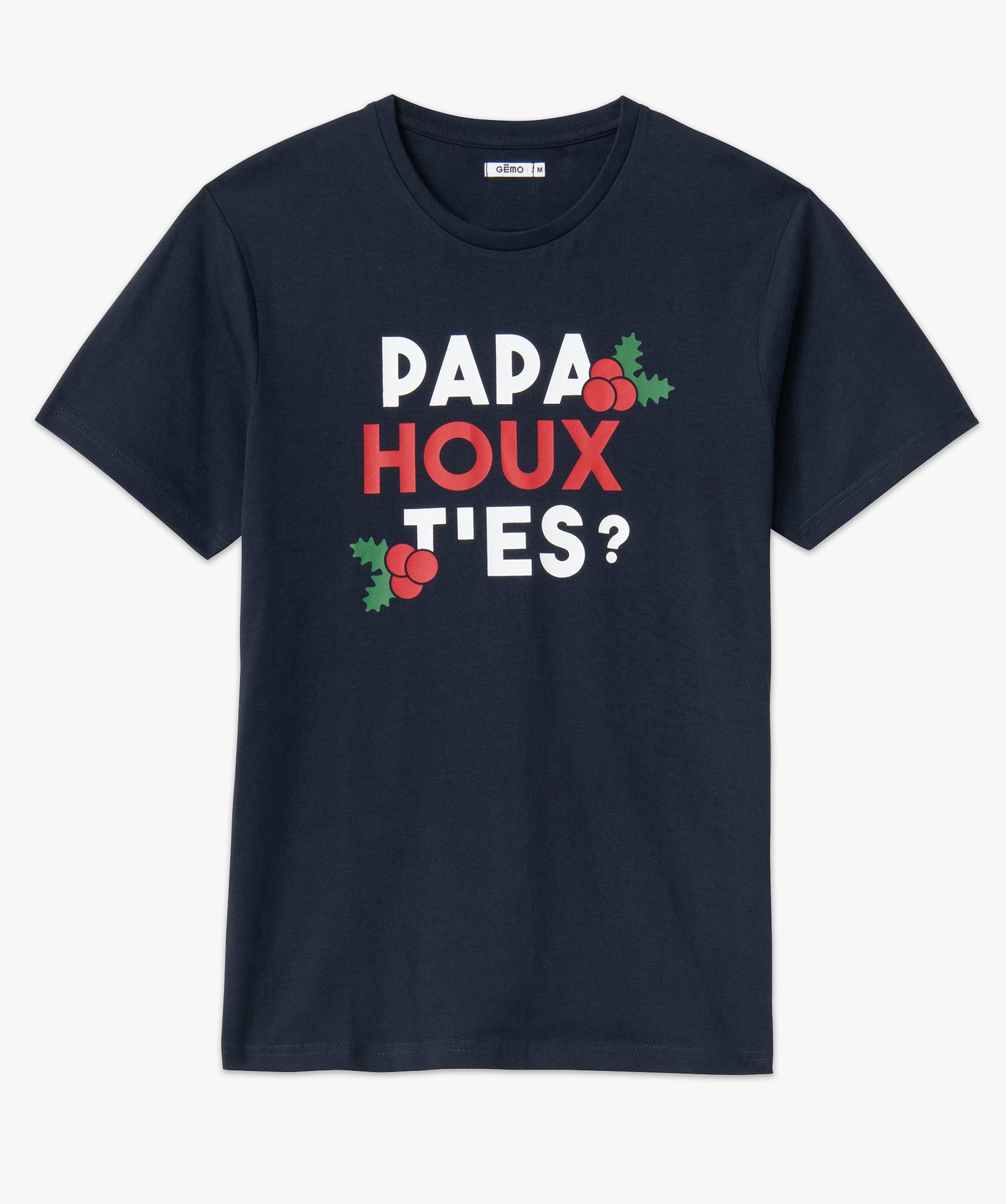 Tee-shirt homme avec message spécial Nol bleu fonce | GEMO