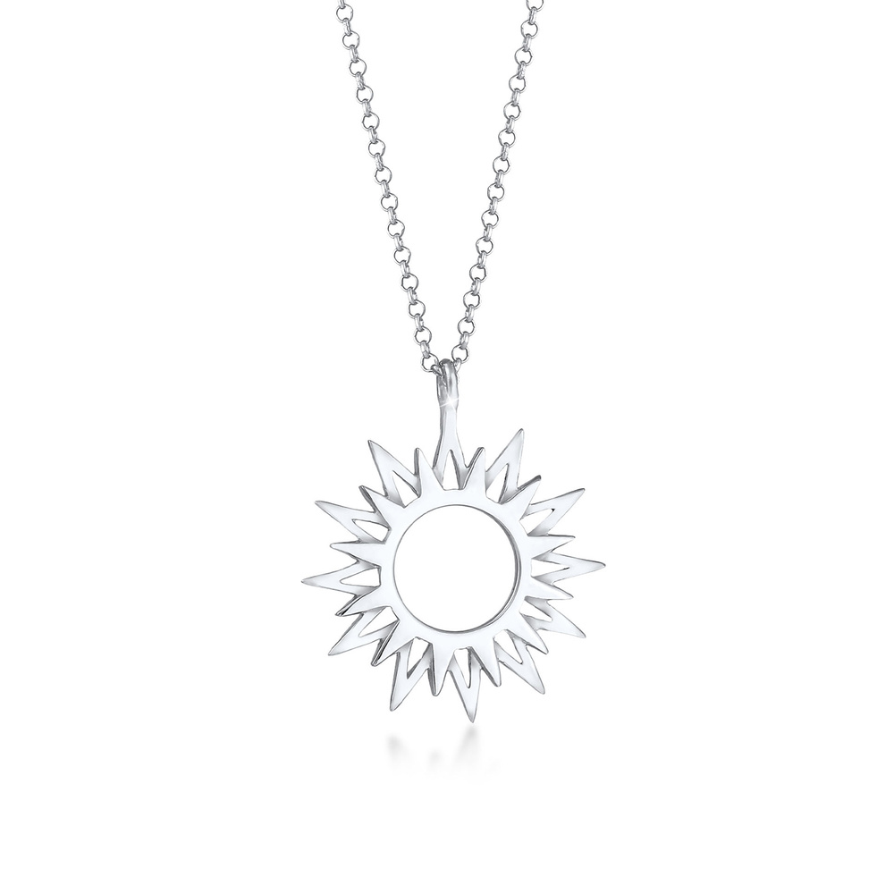 Elli Elli Collier Pendentif soleil pour femme - Rayons - Symbole astro en argent sterl Bijoux
