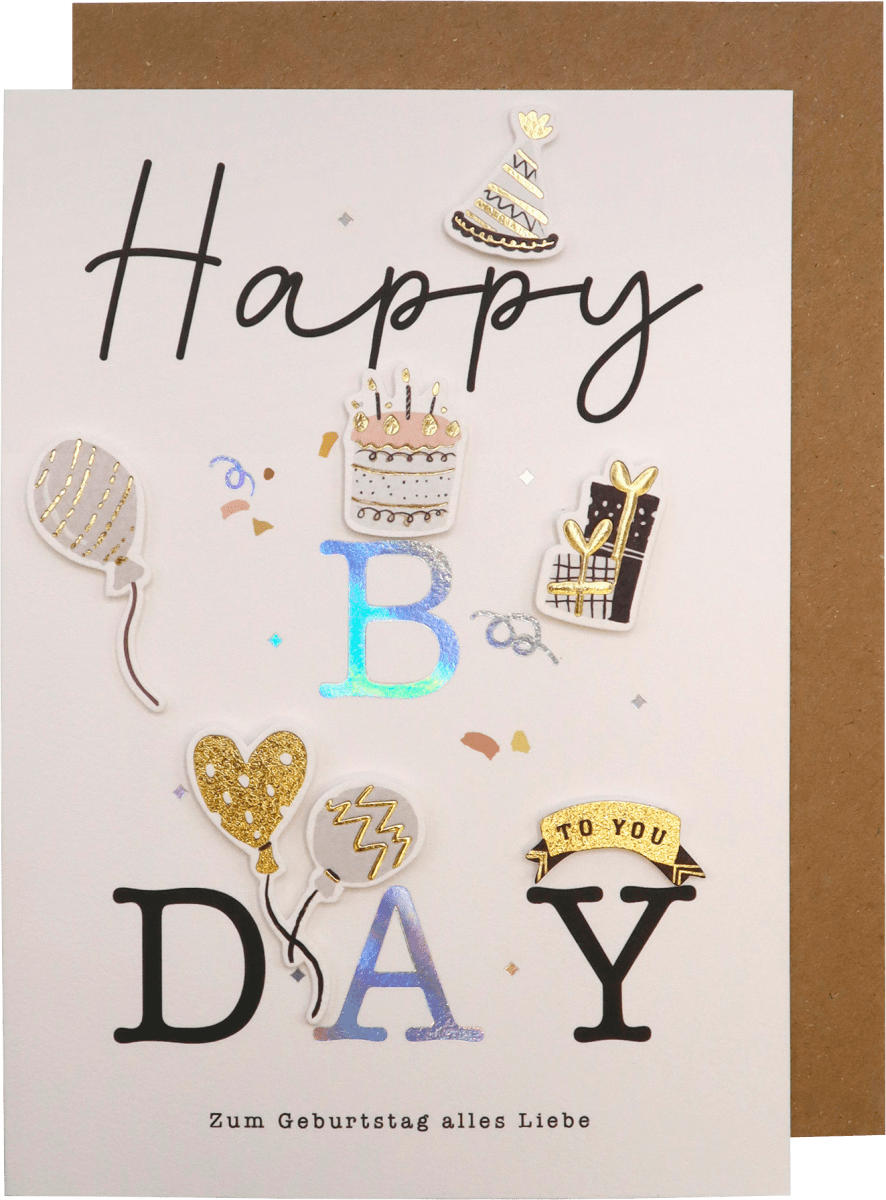 Grußkarte Geburtstag Silberedition \Happy B DAY\