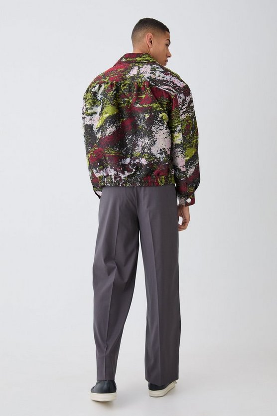 Gemusterte Satin-Bomberjacke mit Kragen