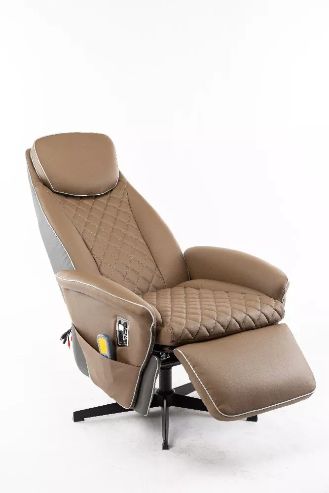 Happy Home Happy Home Elektrischer Massagesessel Relaxsessel HWP09-HBR hellbraun Lederoptik