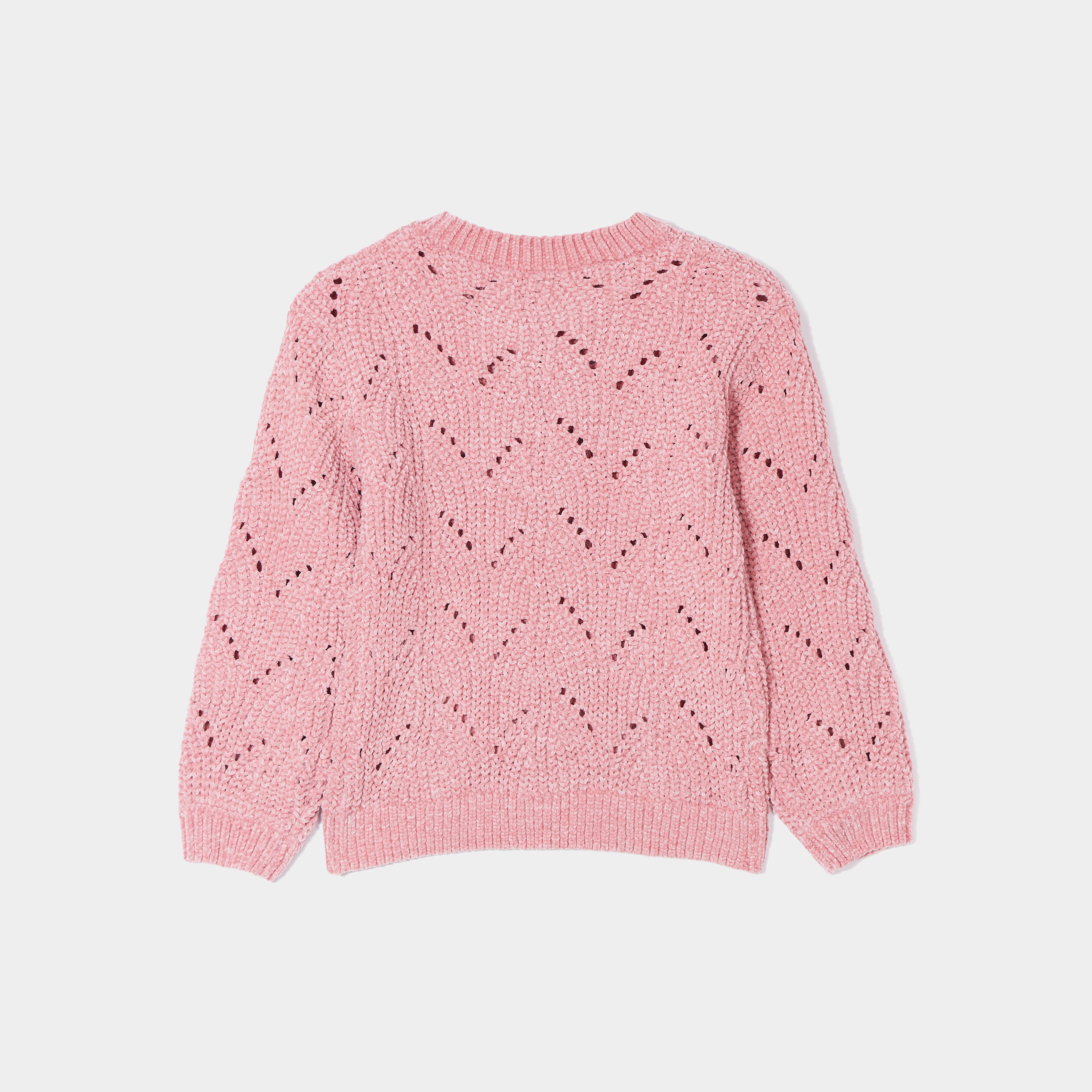 Pull col rond détails ajourés Creeks vieux rose fille | La Halle