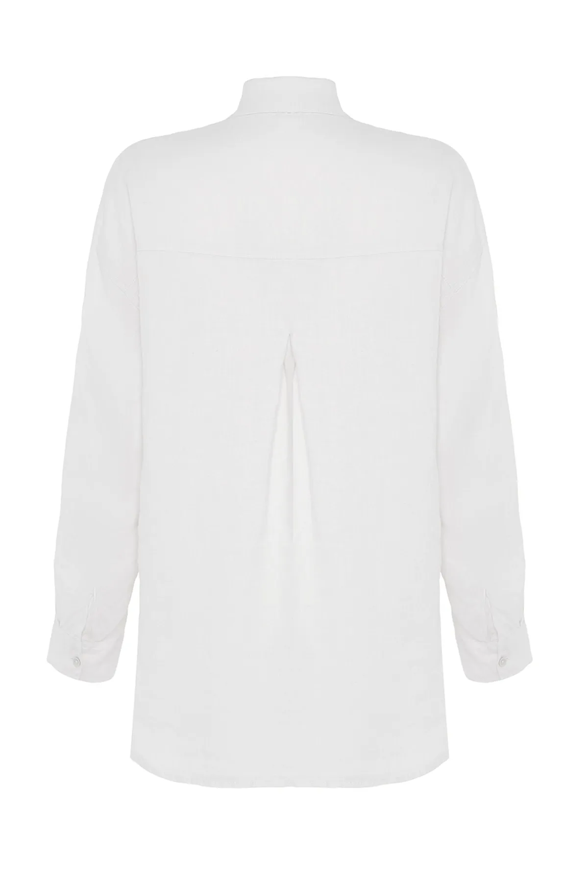 Trendyol Collection  Weißes Oversize-Hemd aus 100 % Leinen TWOSS23GO00443