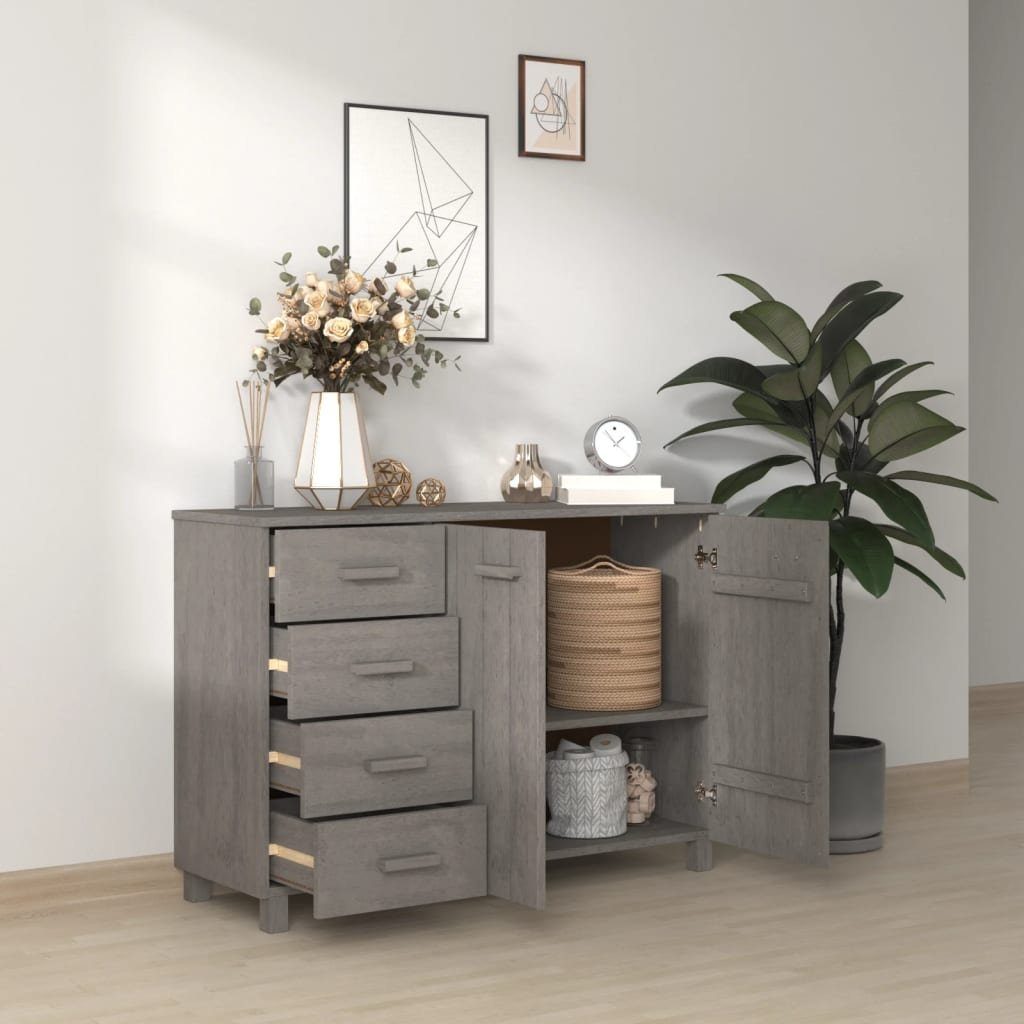 vidaXL Sideboard Sideboard HAMAR Hellgrau 113x40x80 cm Massivholz Kiefer (1 St)