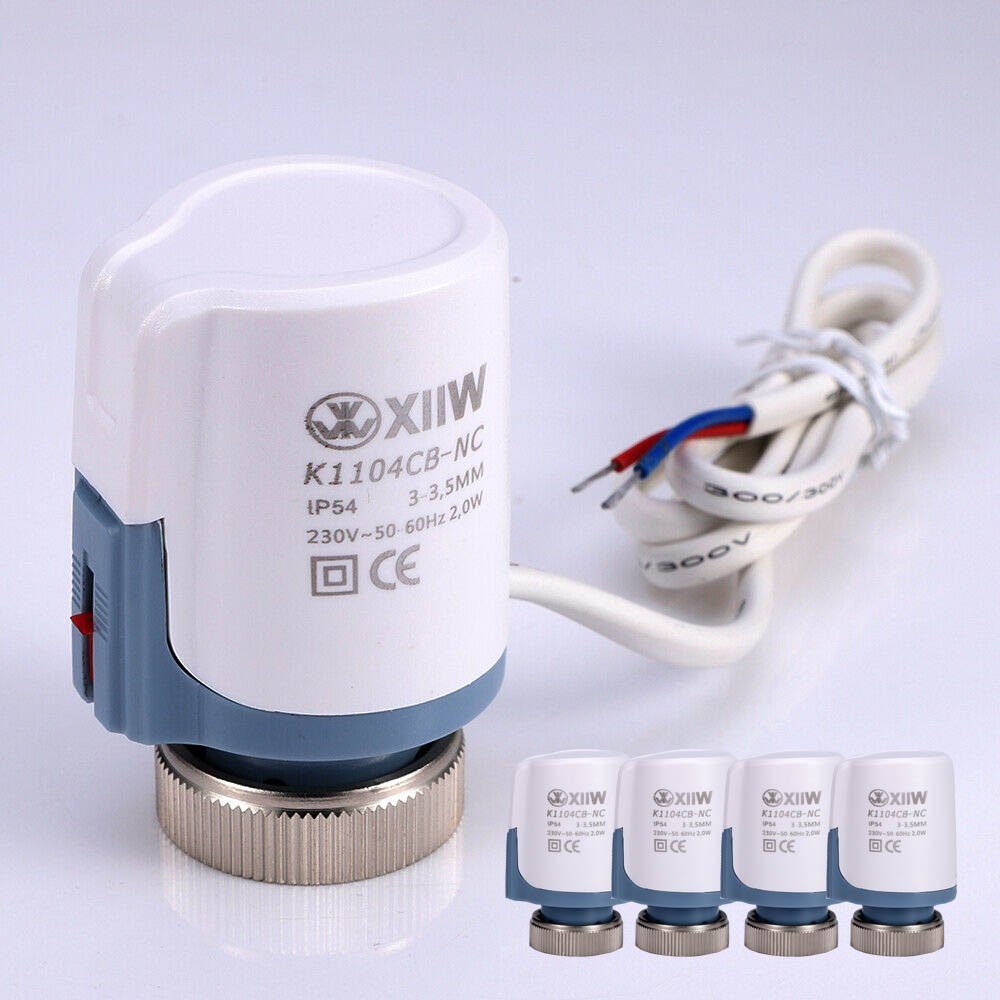 XIIW Heizkörperthermostat 4stk Thermischer Stellantrieb AC 230V für Fußbodenheizung Thermostat, (M30x1,5 NC (stromlos geschlossen), 4 St)