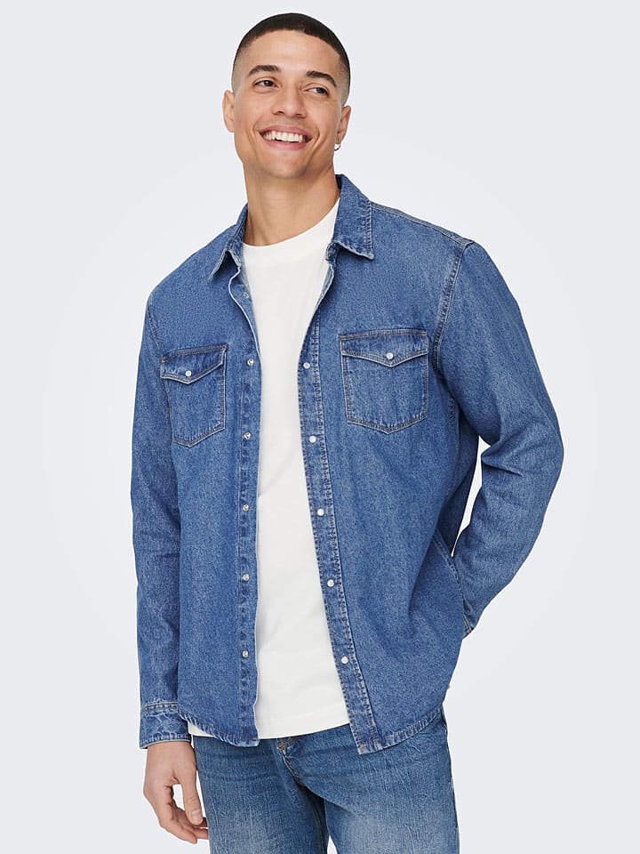 ONLY & SONS Jeanshemd - Regular fit - in Blau günstig kaufen
