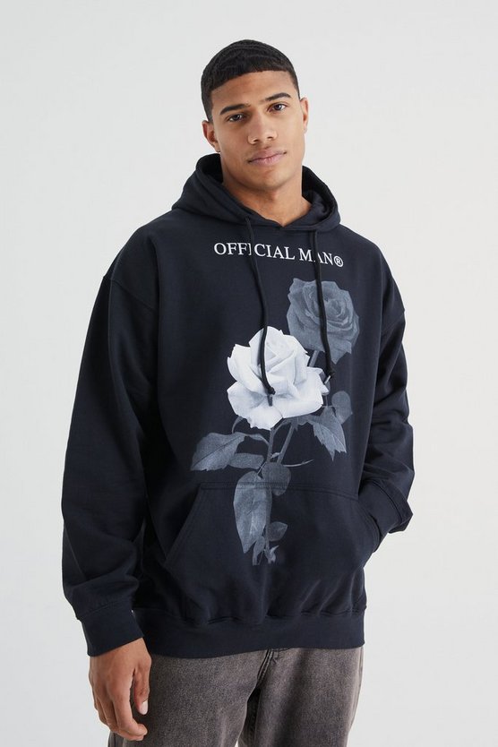Oversize Hoodie mit Rosen-Print