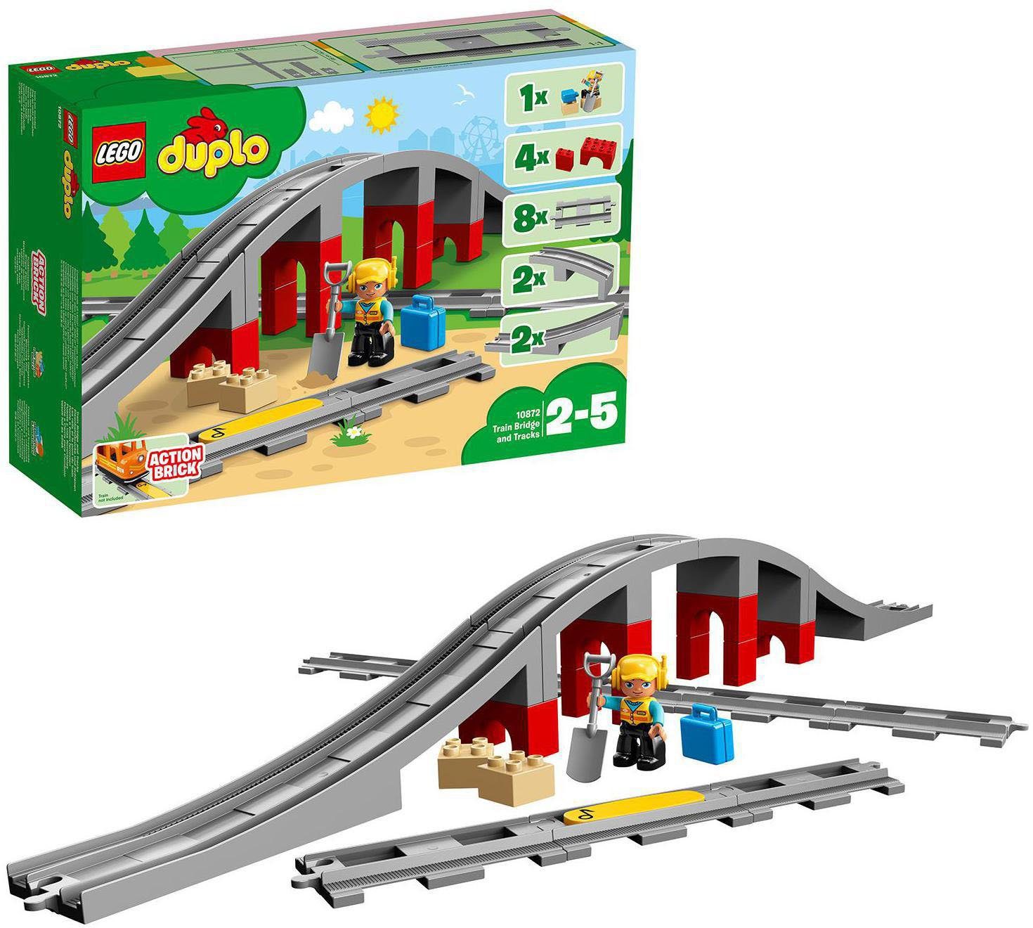LEGO® Konstruktionsspielsteine Eisenbahnbrücke und Schienen (10872), LEGO® DUPLO® Town, (26 St), Made in Europe
