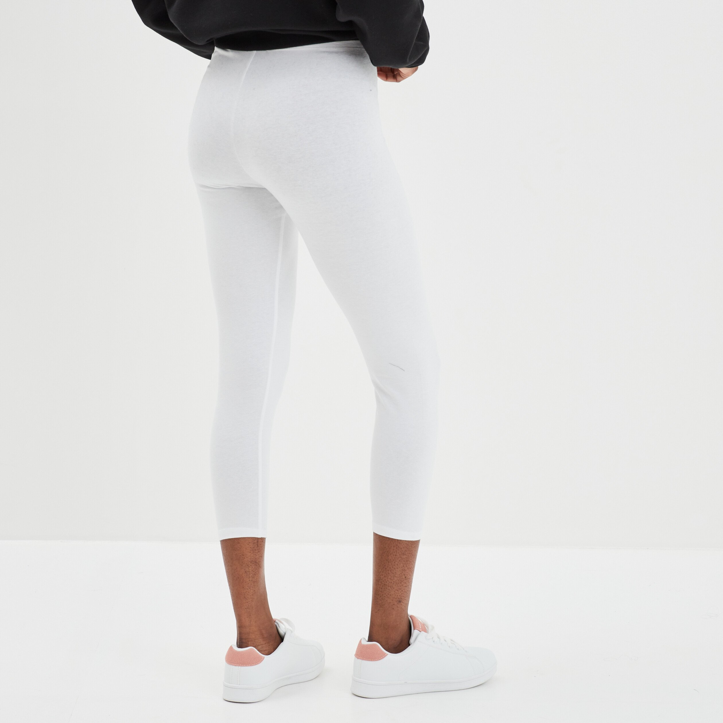 Legging 7 8ème taille élastiquée blanc femme | La Halle