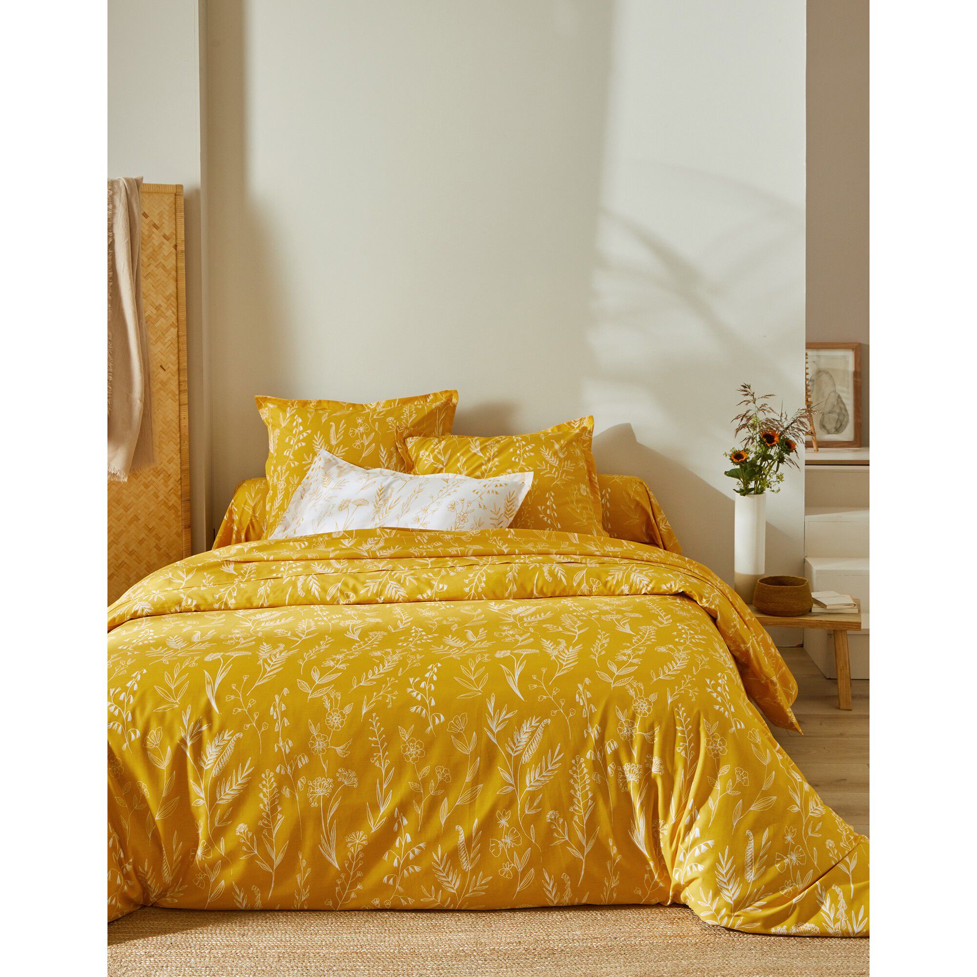 Linge de lit Alessia en coton imprimé fleuri