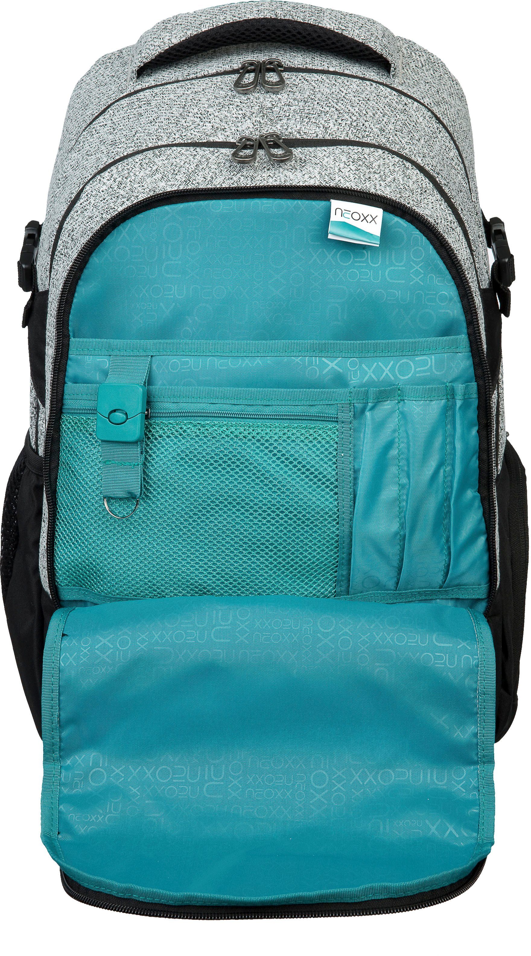 neoxx Schulrucksack Active, Wool the World, aus recycelten PET-Flaschen
