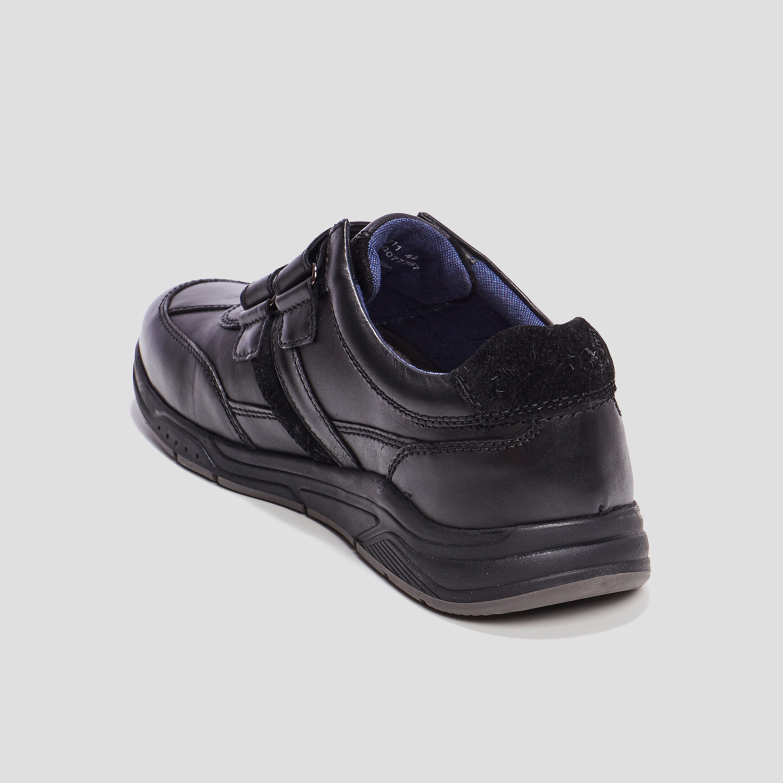 Derbies à scratchs en cuir Walking noir homme | La Halle