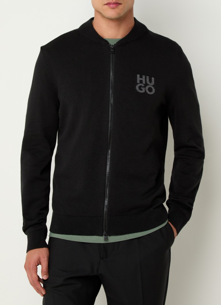 HUGO BOSS Solouh cienki dzianinowy kardigan z logo