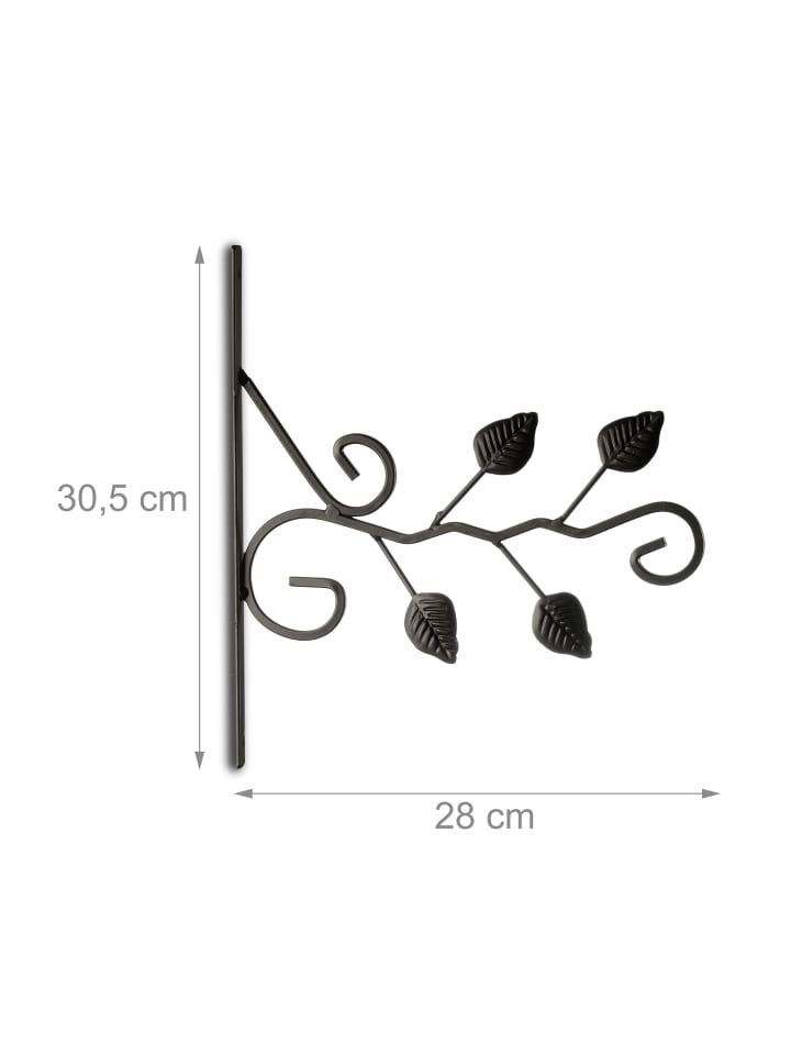 relaxdays Blumenhaken Blätter in Schwarz günstig kaufen onesize