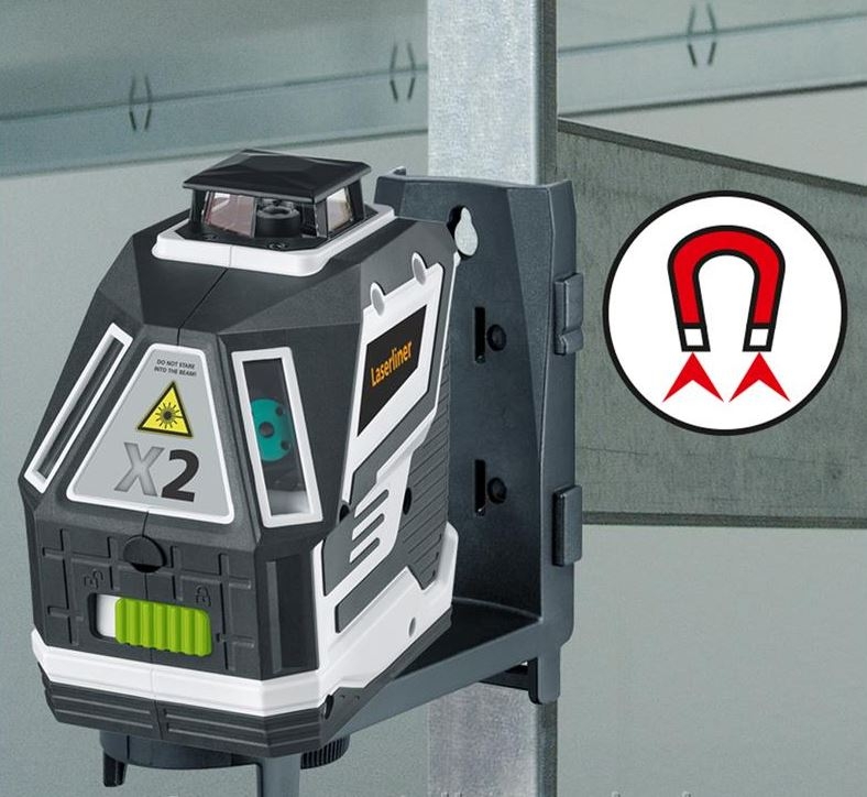 Laserliner 031.550L X2-Laser 360°-Linienlaser mit Magnetklemme und Wandhalterung