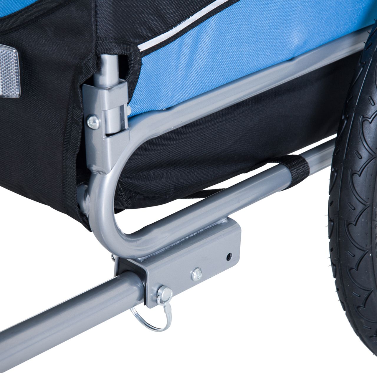 PawHut Fahrradanhänger Hundeanhänger Hunde Fahrrad Tier Anhänger Blau Schwarz