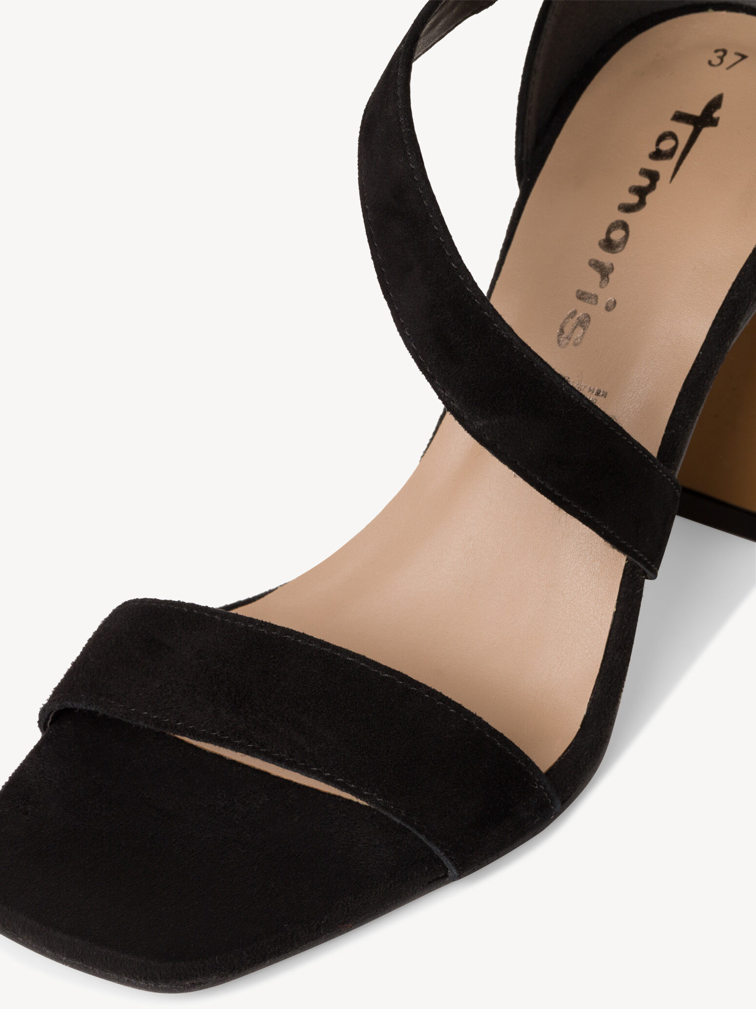 Sandale à talon en cuir - noir