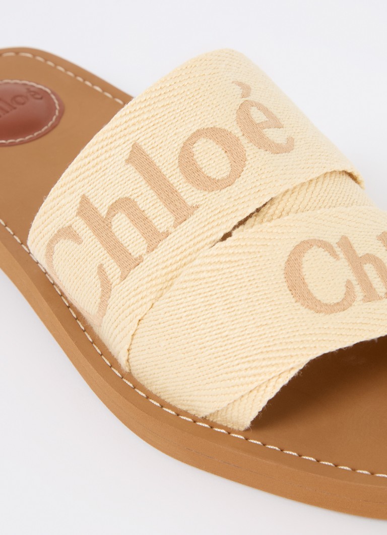 Pantofole in lino Chloé Woody con logo